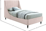 Eva Velvet Contemporary Bed with Wingback Headboard, Deep Tufting & Stylish Black Wood Legs