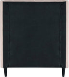 Eva Velvet Contemporary Bed with Wingback Headboard, Deep Tufting & Stylish Black Wood Legs