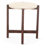Abstract 18" Side Table with Casted Cement Top and Mango Wood Base