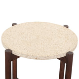 Abstract 18" Side Table with Casted Cement Top and Mango Wood Base