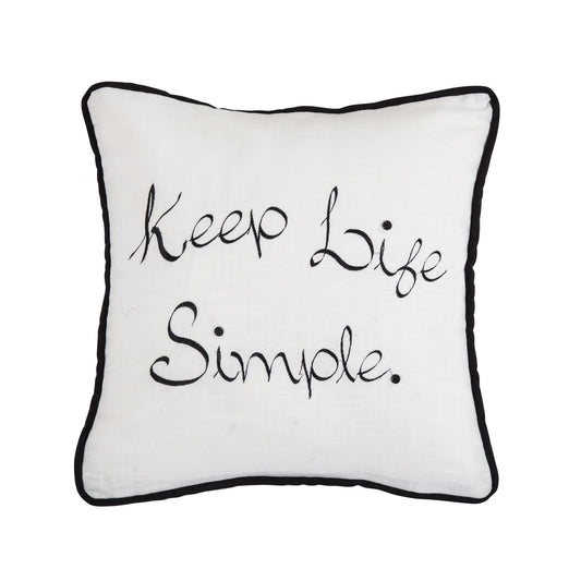 "Keep Life Simple" Embroidery Throw Pillow