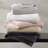 Stonewashed Cotton Waffle Weave Coverlet
