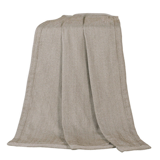 Fairfield Herringbone Taupe Throw Blanket