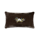 Stella Western Floral Embroidered Silk Velvet Lumbar Pillow