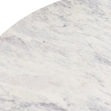 Barcelona 54" Round Dining Table with White Marble and Reclaimed Wood Legs