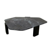Breton 64" Hexagonal Coffee Table with Lava Marble Top with Dark Mango Base