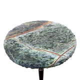 Breton 15" Accent Table with Green Bidasar Marble and Iron