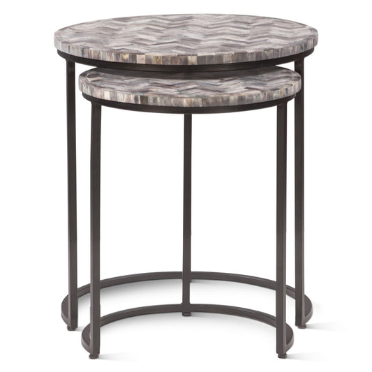 Calico 20" Nesting Tables in Chevron Pattern, Set 2