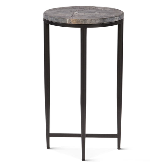Calico 14" Side Table in Gray Septarian with Iron Base