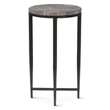 Calico 14" Side Table in Gray Septarian with Iron Base