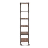 Industrial Teak 80" Wheeled Bookshelf in Natural Reclaimed Wood