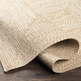 Cream Braided Faux Jute Outdoor Rug
