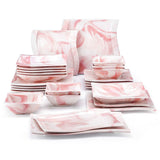 Flora Marble Pink 26 Piece Dinnerware Set