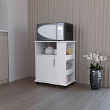Kitchen Service Cart, Three Side Shelves, Two Interior Shelves, Single Door Cabinet