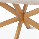Malibu 90" Oval Dining Table in Sawar Marble with Antique Gold Base