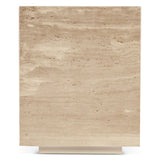 Nile 18" Drum Side Table in Travertine Stone