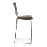 New York 18" Bar Chair in Black Buffalo Leather and Iron