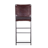 New York 17" Counter Chair in Chocolate Top Grain Leather and Iron