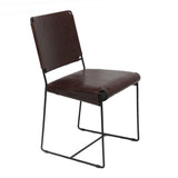 New York 18" Dining Chair in Chocolate Leather and Iron