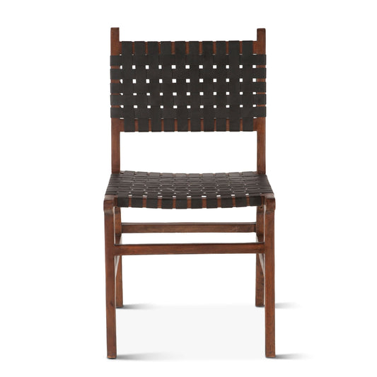Palermo 18" Dining Chair with Black Leather in Matte Brown