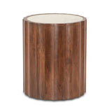 Palermo 18" Round Side Table with White Marble and Royal Brown Base
