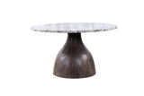 Solomon 54" Round Dining Table with Alaska White Marble and Blackwash Mango Base