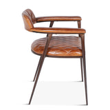 Wellington 23" Dining Armchair in Diamond Leather and Iron