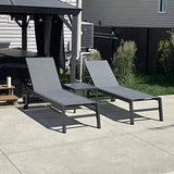 PURPLE LEAF Patio Chaise Lounge Textilene Pool with Wheels Sunbathing Chair for Outdoor, Beach, Yard, Side Table Included