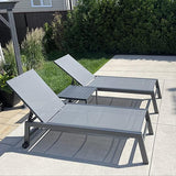 PURPLE LEAF Patio Chaise Lounge Textilene Pool with Wheels Sunbathing Chair for Outdoor, Beach, Yard, Side Table Included