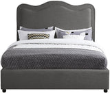 Felix Mid Century Modern Bed with Curved Headboard and Espresso Legs for Stylish Comfort and Elegance