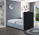 Felix Mid Century Modern Bed with Curved Headboard and Espresso Legs for Stylish Comfort and Elegance