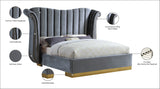 Flora Velvet Bed - Luxurious Upholstered Design with Gold Accents & Channel Tufted Headboard, Regal Style