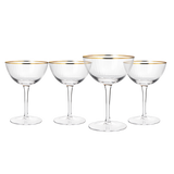 The Wine Savant Gold Rim Glasses 6 oz, Set of 4 Gold Rim Classic Manhattan Glasses