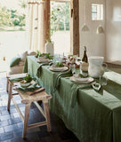 Forest green linen tablecloth