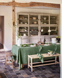 Forest green linen tablecloth