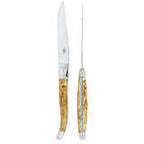 Forge de Laguiole 2 Piece Steak Knife Set Birchwood Handle Shiny Finish