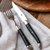 Forge de Laguiole 2 Piece Steak Knife Set Dark Horn Tip