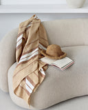 Linen beach blanket in French striped