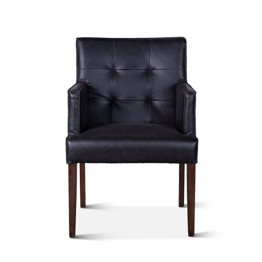 Madison 24" Dining Armchair in Black Eco Leather with Dark Legs