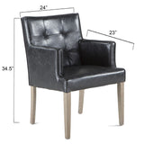 Madison 24" Dining Armchair in Black Eco Leather with Light Legs