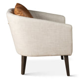 Jessie 22" Accent Chair in Beige Linen with Tan Leather Accent Pillow