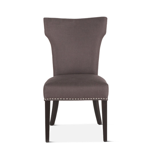 Rebecca 22" Upholstered Dining Chair in Charcoal Gray Linen with Vintage Java Legs