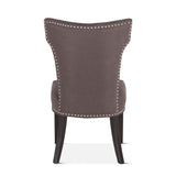 Rebecca 22" Upholstered Dining Chair in Charcoal Gray Linen with Vintage Java Legs