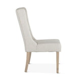 Lara 20" Upholstered Tufted Dining Chair in Off White Linen with Napoleon Legs