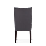 Lara 20" Upholstered Tufted Dining Chair in Gray Linen with Dark Brown Legs