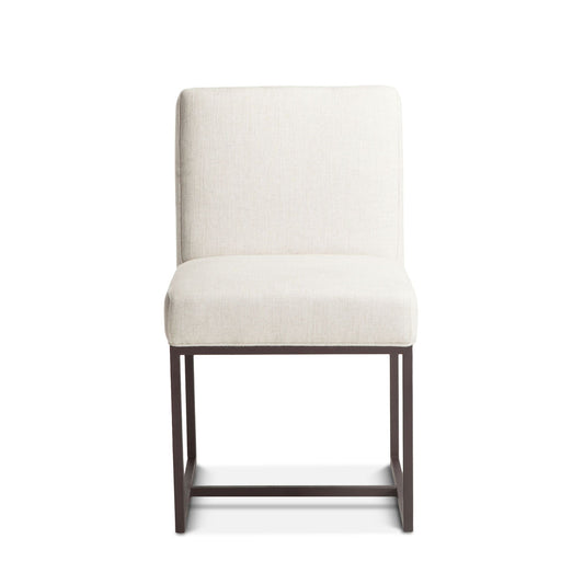 Renegade 20" Upholstered Dining Chair in Off White Linen with Antique Zinc Legs