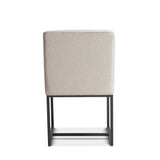 Renegade 20" Upholstered Dining Chair in Off White Linen with Antique Zinc Legs