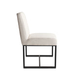 Renegade 20" Upholstered Dining Chair in Off White Linen with Antique Zinc Legs