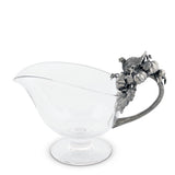 Hand Blown Glass Gravy Boat Pewter Harvest Turkey
