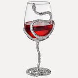Stemmed Snake Wine Glass | SINGLE | 19oz Spooky Reptile Glasses 10" H (Silver)